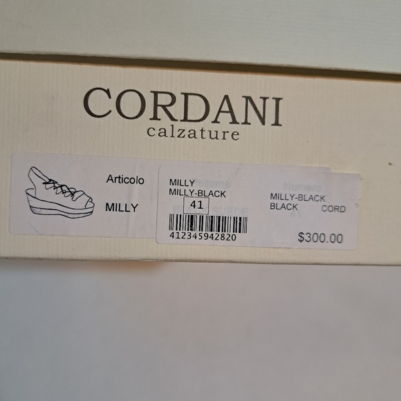 Cordani Calzature Milly Black Cord Lace Up Sling Back Platform Wedge 41 - Picture 8 of 8